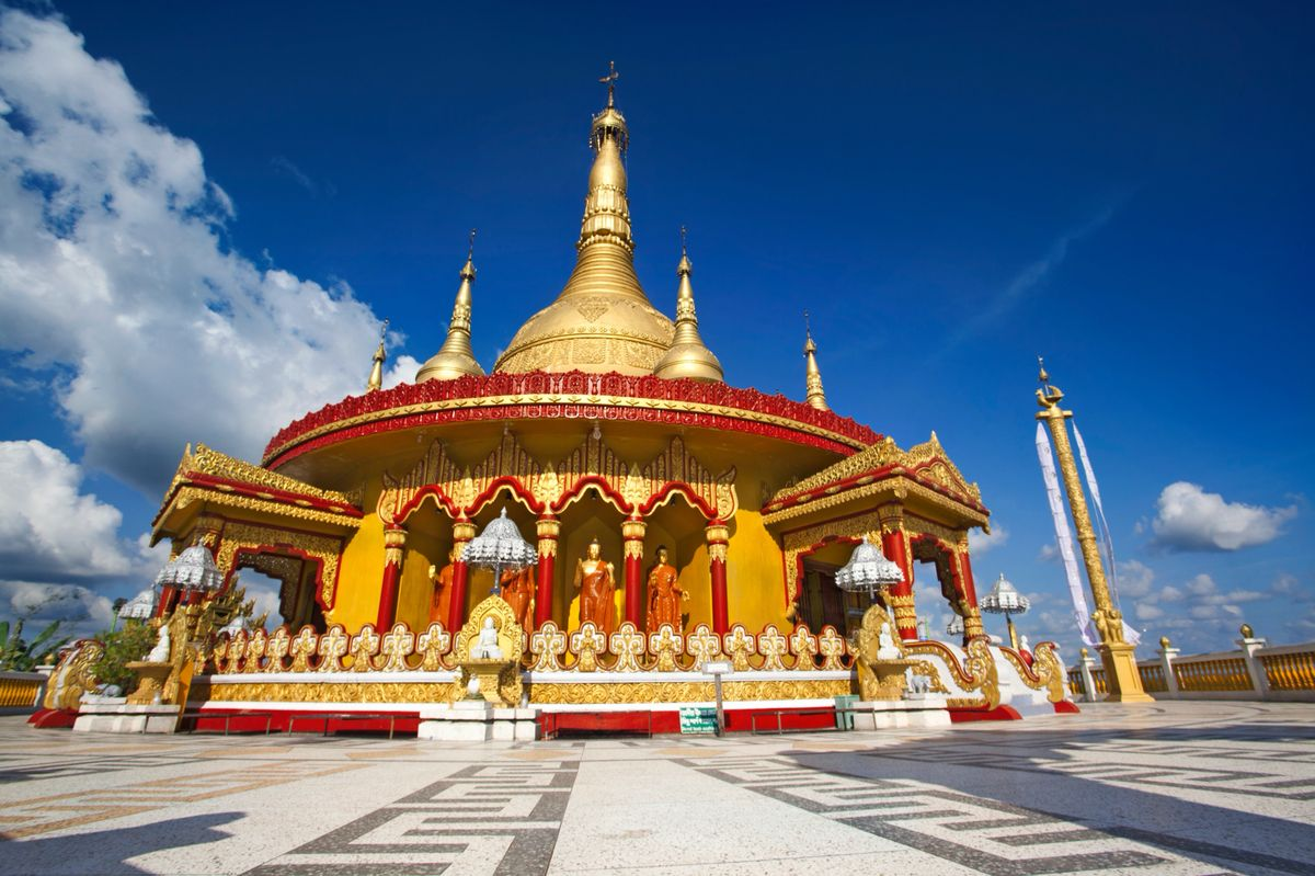 Pilgrims walking around Buddhist sites in Nepal